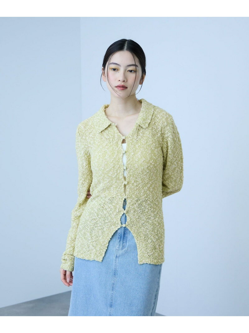 【SALE／10%OFF】＜陰影で魅せる＞ツイード風MIXスラブポロカーデ VICKY ビッキー トップス カーディガン グリーン ベージュ グレー【RBA_E】【送料無料】[Rakuten Fashion]