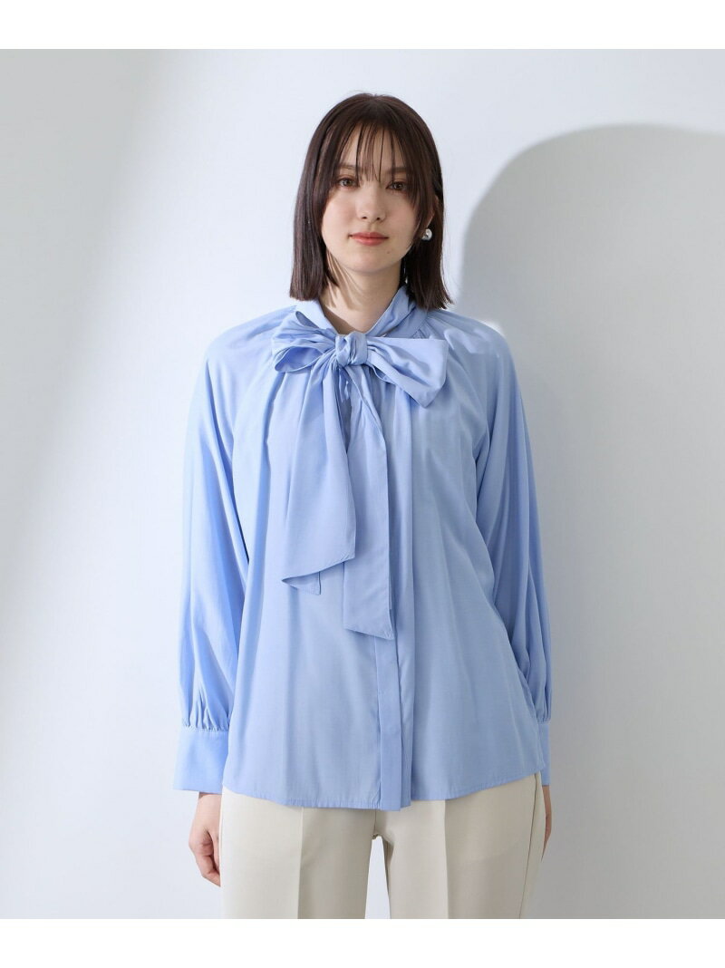 Rakuten - 【SALE／20%OFF】クリアローンワイドボウタイブラウス QUEENS COURT クイーンズコート トップス シャツ・ブラウス ブルー ホワイト【RBA_E】【送料無料】[Rakuten Fashion]
