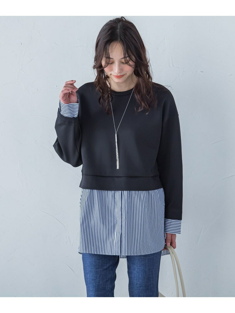 【SALE／50%OFF】【一部店舗限定販売】ダンボール*ストライプドッキングトップス LAUTRE