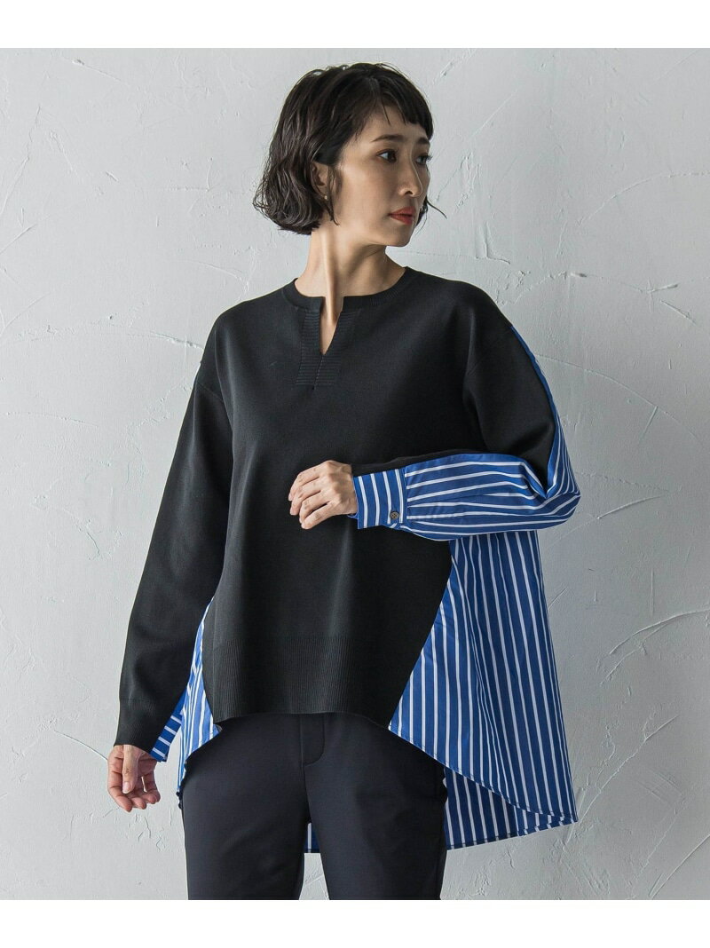 Rakuten - 【SALE／40%OFF】バックギャザー切り替えニット≪手洗い可能≫ la.f... ラ・エフ トップス ニット ブルー【RBA_E】【送料無料】[Rakuten Fashion]