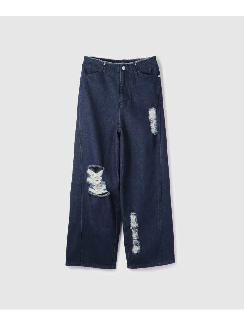 【大人の抜け感】デニムカットオフダメージパンツ VICKY ビッキー パンツ その他のパンツ ネイビー ブラック ブルー【送料無料】[Rakuten Fashion]