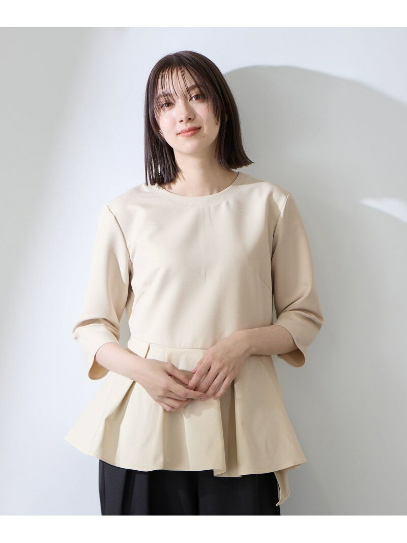 Rakuten - 【SALE／10%OFF】ダブルクロスストレッチペプラムブラウス QUEENS COURT クイーンズコート トップス シャツ・ブラウス ネイビー ホワイト ベージュ【RBA_E】【送料無料】[Rakuten Fashion]