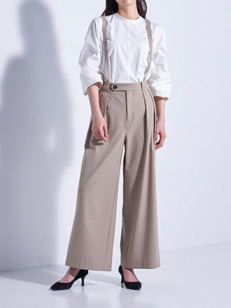 ＜期間限定＞＜受注限定アイテム＞サスペンダー付きワイドパンツ la.f... ラ・エフ パンツ/ジーンズ フルレングス ベージュ ブラック グレー【送料無料】[Rakuten Fashion]