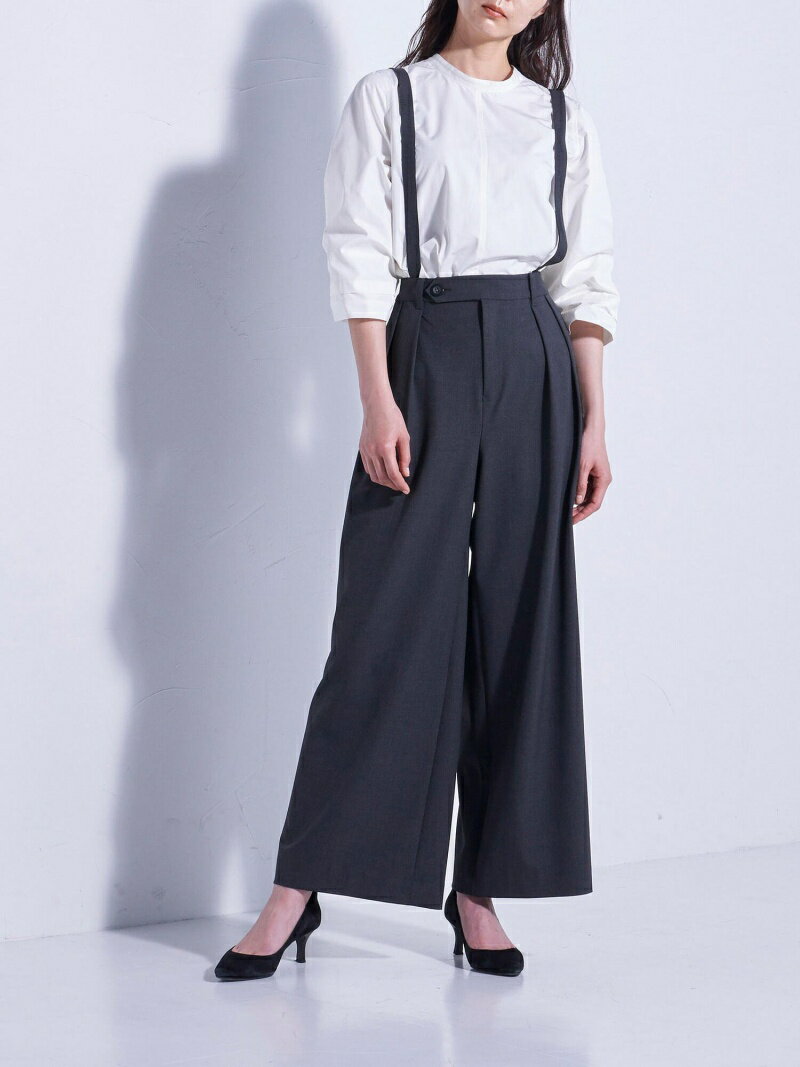 ＜期間限定＞＜受注限定アイテム＞サスペンダー付きワイドパンツ la.f... ラ・エフ パンツ/ジーンズ フルレングス ベージュ ブラック グレー【送料無料】[Rakuten Fashion]