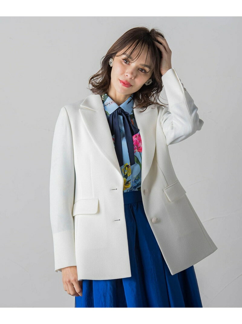 カルテッドミックスツィードジャケット≪手洗い可能≫ Viaggio Blu ビアッジョブルー ジャケット・アウター テーラードジャケット・ブレザー パープル ホワイト ブルー