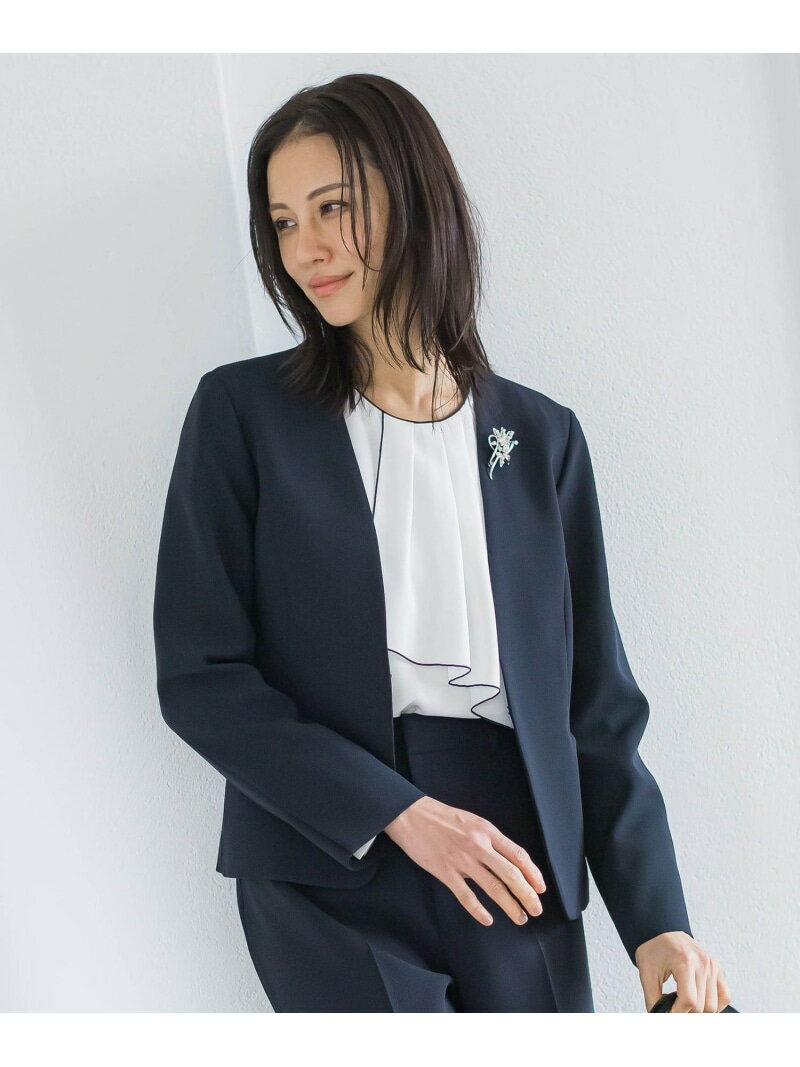 【WEB限定 13号】トリクシオンノーカラージャケット≪セットアップ対応/手洗い可能≫ LAUTREAMONT ロートレアモン ジャケット・アウター テーラードジャケット・ブレザー ネイビー ブラック【送料無料】[Rakuten Fashion]