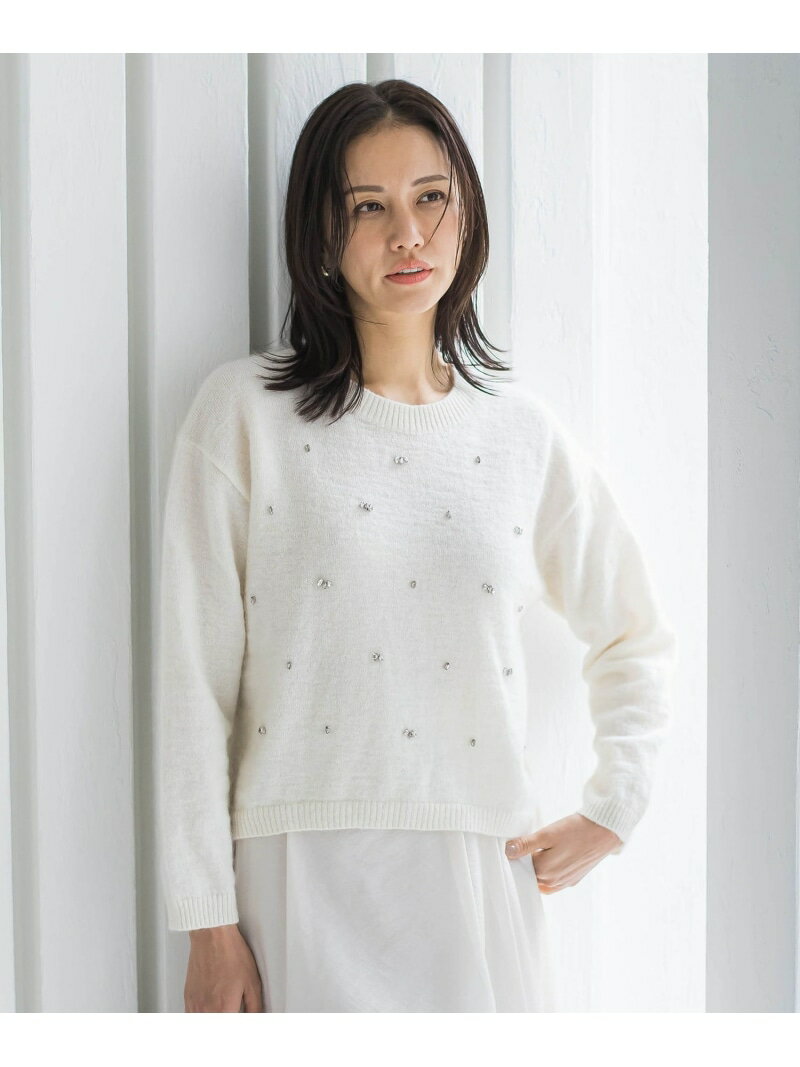 Rakuten - 【SALE／30%OFF】ヘアリービジューニット≪洗える≫ LAUTREAMONT ロートレアモン トップス ニット ホワイト ブラウン【RBA_E】【送料無料】[Rakuten Fashion]