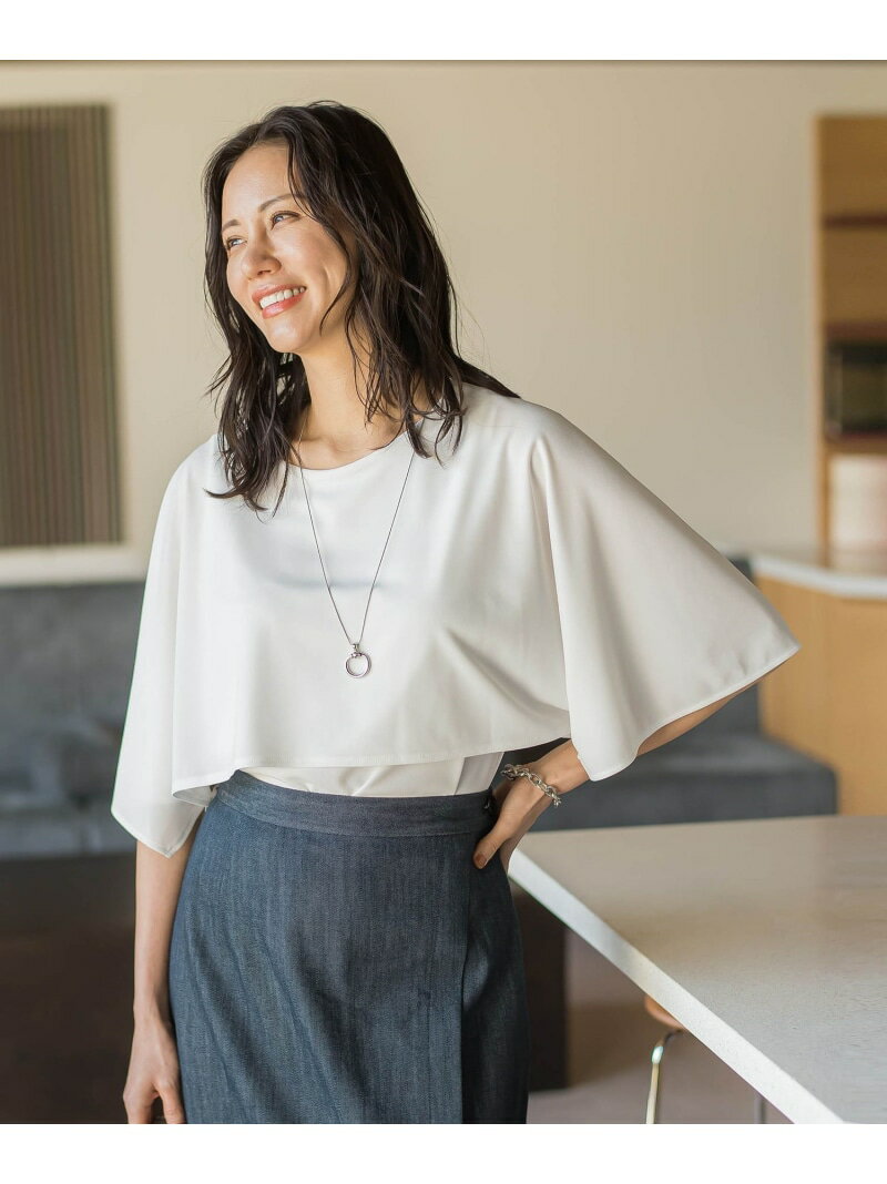 ケープ風カットジョーゼットプルオーバー LAUTREAMONT ロートレアモン トップス カットソー・Tシャツ グリーン ネイビー ホワイト グレー【送料無料】[Rakuten Fashion]