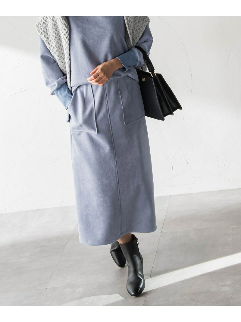 【WEB限定】フェイクスエードナロースカート≪セットアップ対応/洗える≫ LAUTREAMONT ロートレアモン スカート その他のスカート グレー ベージュ ブルー ピンク【送料無料】[Rakuten Fashion]