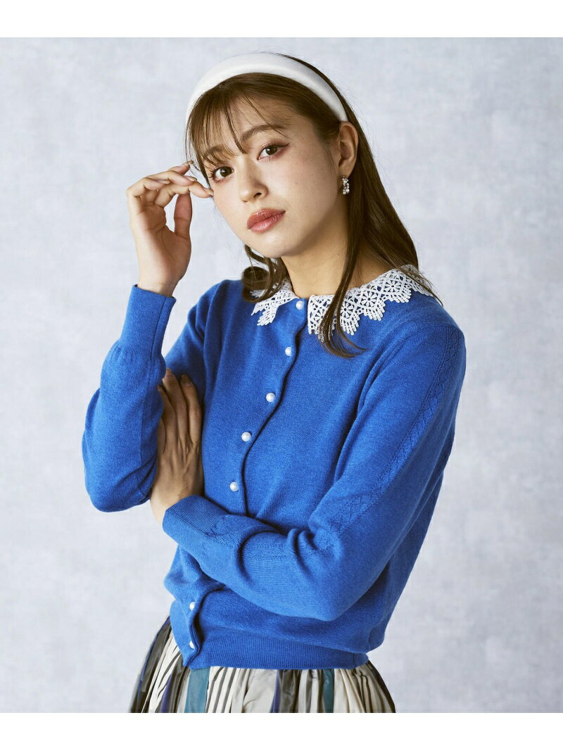 【SALE／50%OFF】レース襟カーディガン≪手洗い可能≫ QUEENS COURT クイーンズコート トップス ニット ブルー ブラック ベージュ グレー【RBA_E】【送料無料】[Rakuten Fashion]のサムネイル