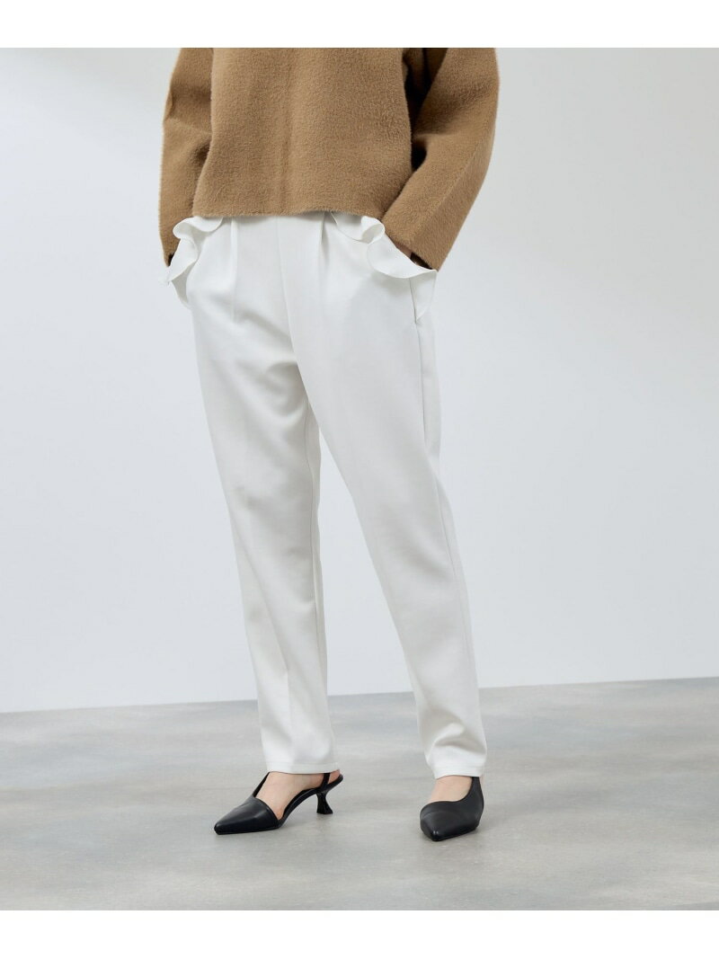 フリルポケットテーパードパンツ≪手洗い可能≫ QUEENS COURT クイーンズコート パンツ その他のパンツ ホワイト ブラウン ネイビー【送料無料】[Rakuten Fashion]