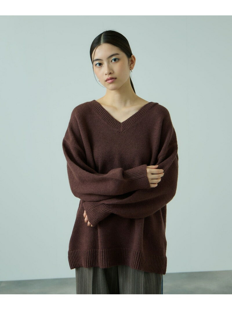 【SALE／15%OFF】アルパカタッチVネックニットプルオーバー≪手洗い可能≫ VICKY ビッキー トップス ニット ブラウン ブラック【RBA_E】【送料無料】[Rakuten Fashion]