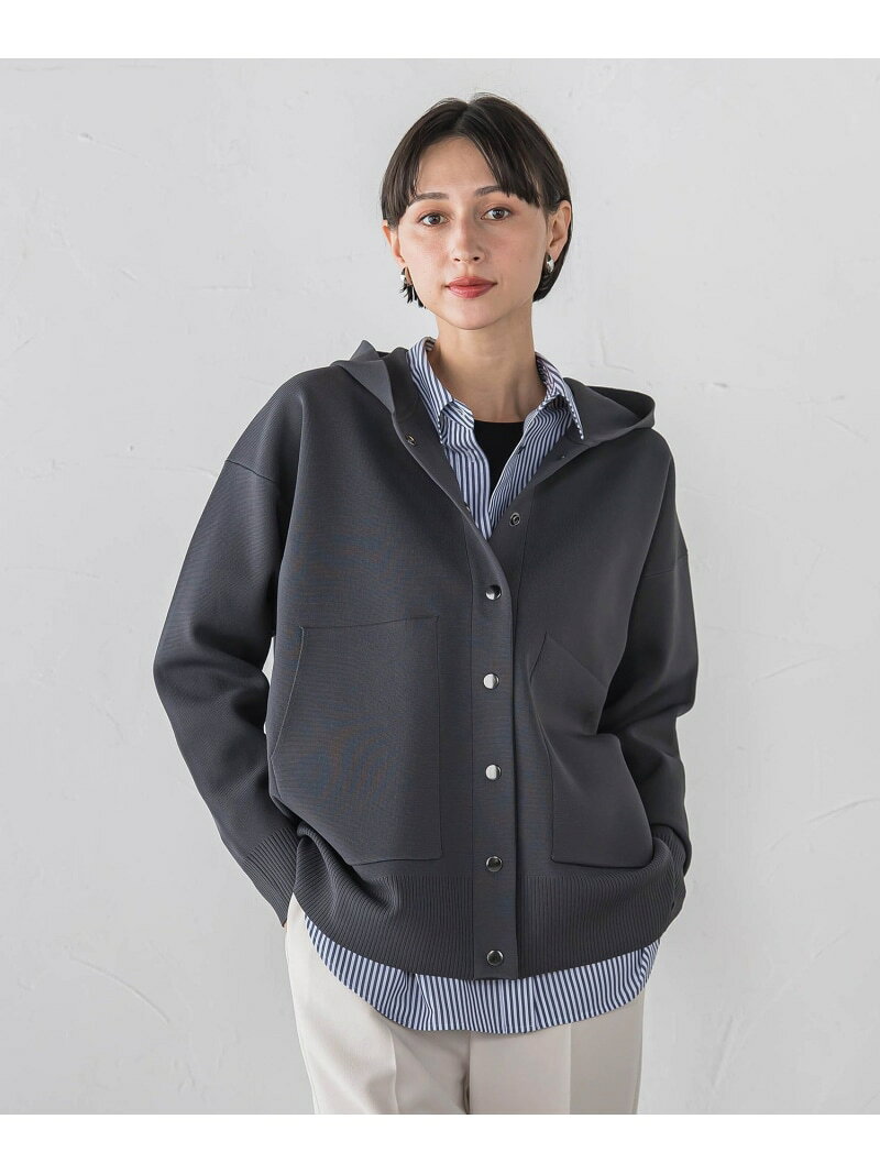 スポンジヤーンパーカー la.f... ラ・エフ トップス ニット グレー ブラック【送料無料】[Rakuten Fashion]