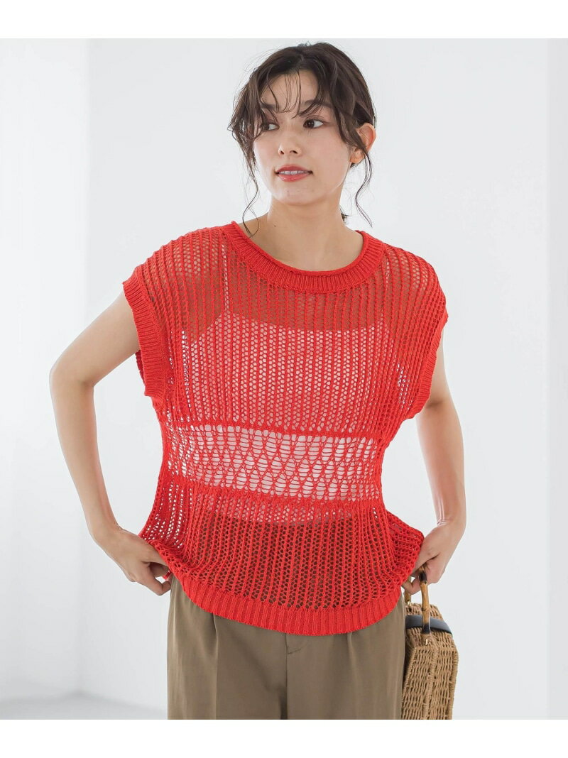 Rakuten - 【SALE／50%OFF】メッシュニットベスト≪手洗い可能≫ Droite lautreamont ドロワット・ロートレアモン トップス ニット ホワイト ブラック オレンジ【RBA_E】【送料無料】[Rakuten Fashion]