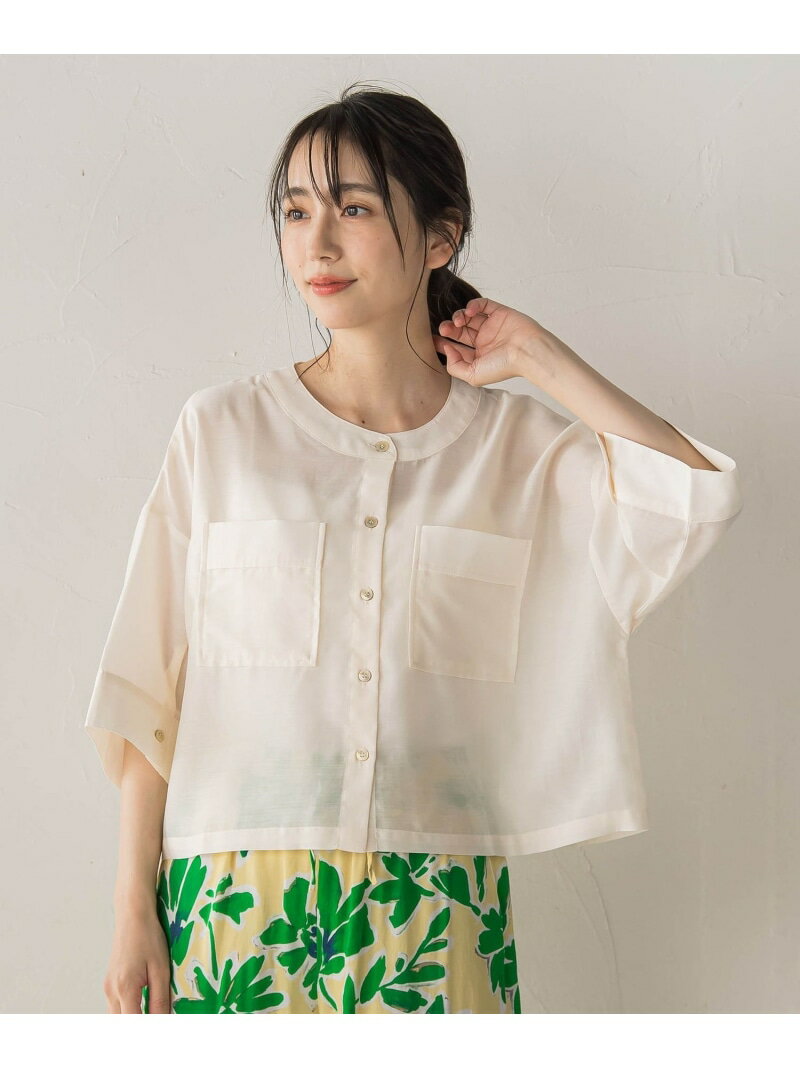 Rakuten - 【SALE／10%OFF】【WEB限定】シアーサテンバンドカラーブラウス Droite lautreamont ドロワット・ロートレアモン トップス シャツ・ブラウス ブルー ホワイト グレー【RBA_E】【送料無料】[Rakuten Fashion]