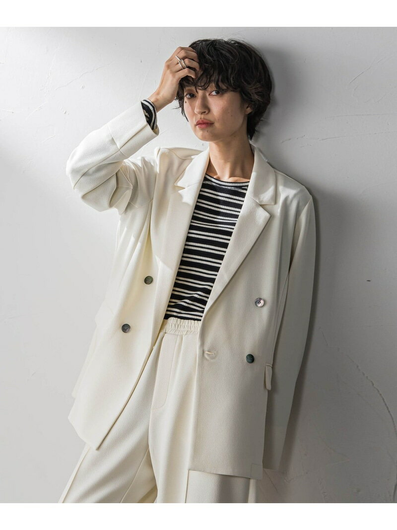 【えらべるSET UP】叶えるダブルブレストジャケット≪手洗い可能≫ MAYSON GREY メイソングレイ ジャケット・アウター テーラードジャケット・ブレザー ホワイト ブラック【送料無料】[Rakuten Fashion]