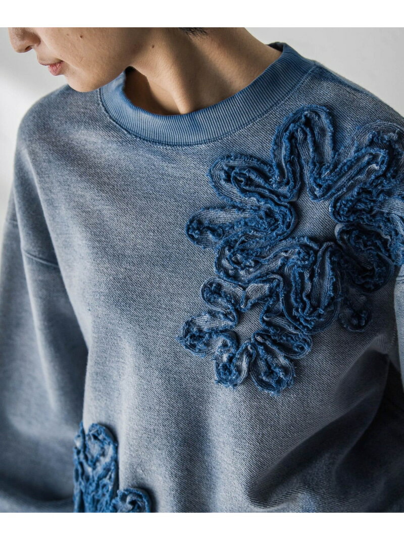 フラワーモチーフプルオーバー≪洗濯機で洗える≫ MAYSON GREY メイソングレイ トップス カットソー・Tシャツ ブルー ホワイト【送料無料】[Rakuten Fashion]