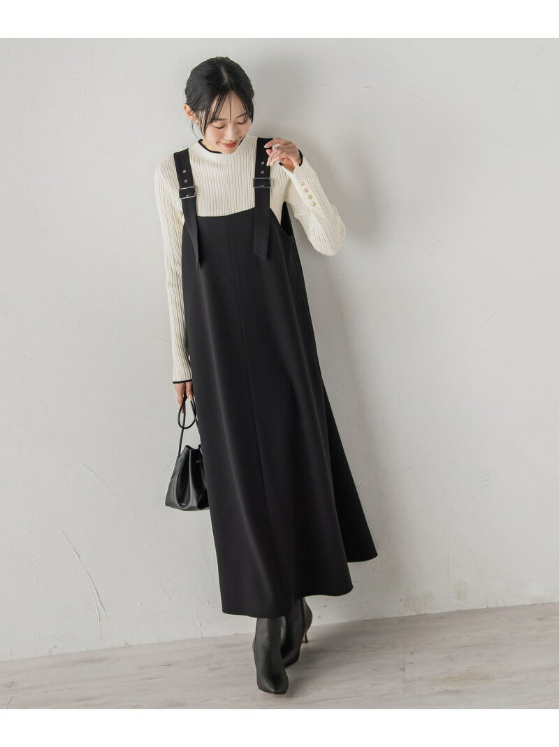 両面ピーチ起毛ジャンスカ≪洗濯機で洗える≫ Droite lautreamont ドロワット・ロートレアモン ワンピース・ドレス ワンピース ブラック グレー【送料無料】[Rakuten Fashion]