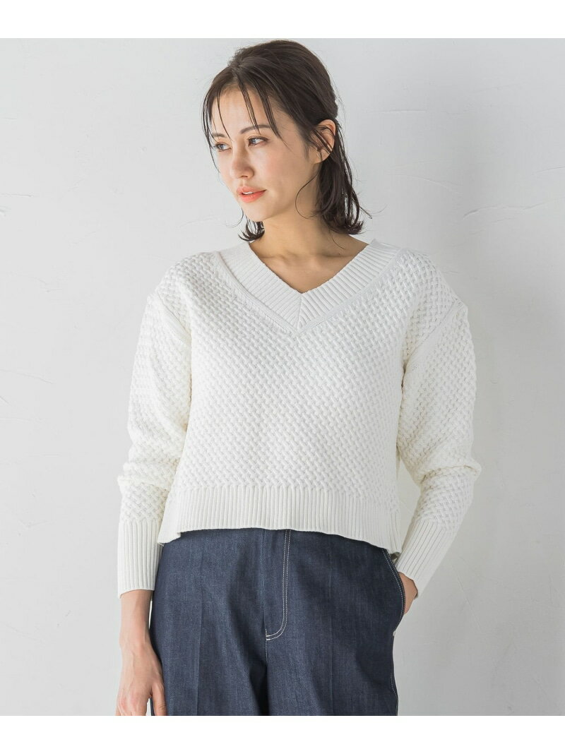ケーブル柄クロップドニットプルオーバー≪手洗い可能≫ LAUTREAMONT ロートレアモン トップス ニット ピンク ベージュ ホワイト