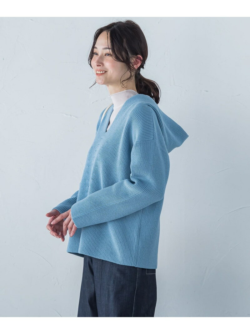 Rakuten - 【SALE／30%OFF】【一部店舗限定販売】片あぜ編みフード付きニットプルオーバー≪手洗い可能≫ LAUTREAMONT ロートレアモン トップス ニット ベージュ ブルー ブラック【RBA_E】【送料無料】[Rakuten Fashion]