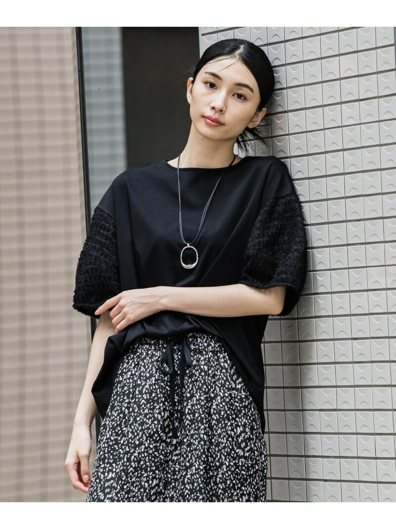 Rakuten - 【SALE／50%OFF】袖ジャガードポンチカットソー≪洗濯機で洗える/接触冷感/紫外線防止≫ la.f... ラ・エフ トップス カットソー・Tシャツ ホワイト ブラック【RBA_E】【送料無料】[Rakuten Fashion]