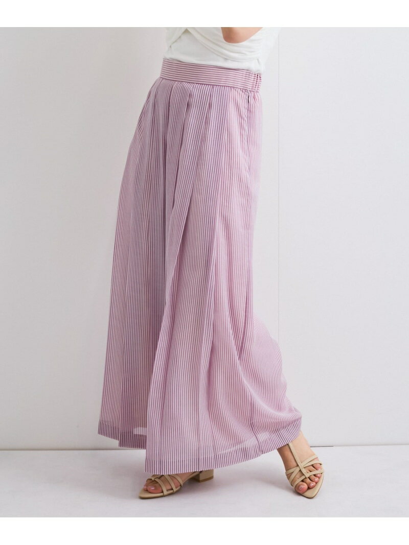 【SALE／50%OFF】シアーコードストライププリーツパンツ≪セットアップ対応/手洗い可能≫ QUEENS COURT クイーンズコート パンツ その他のパンツ ブラック パープル【RBA_E】【送料無料】[Rakuten Fashion]