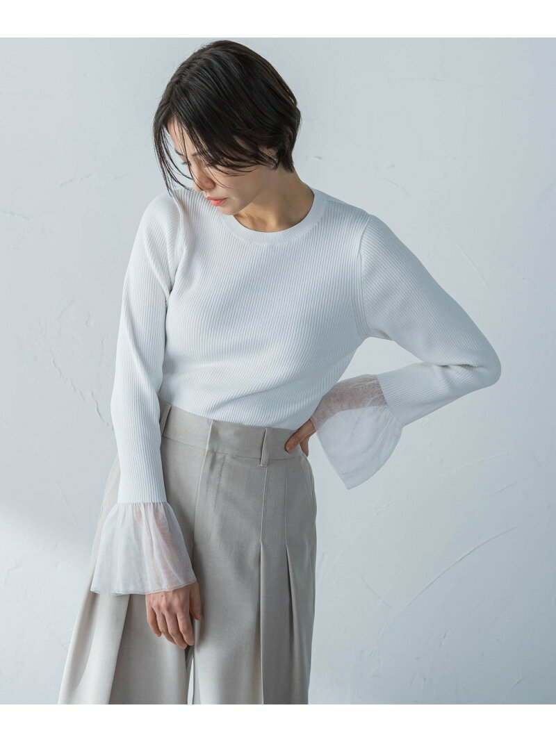 Rakuten - 【SALE／50%OFF】【洗えるニット】袖シアーリブニット LAUTREAMONT ロートレアモン トップス ニット ホワイト ブラック グリーン【RBA_E】【送料無料】[Rakuten Fashion]