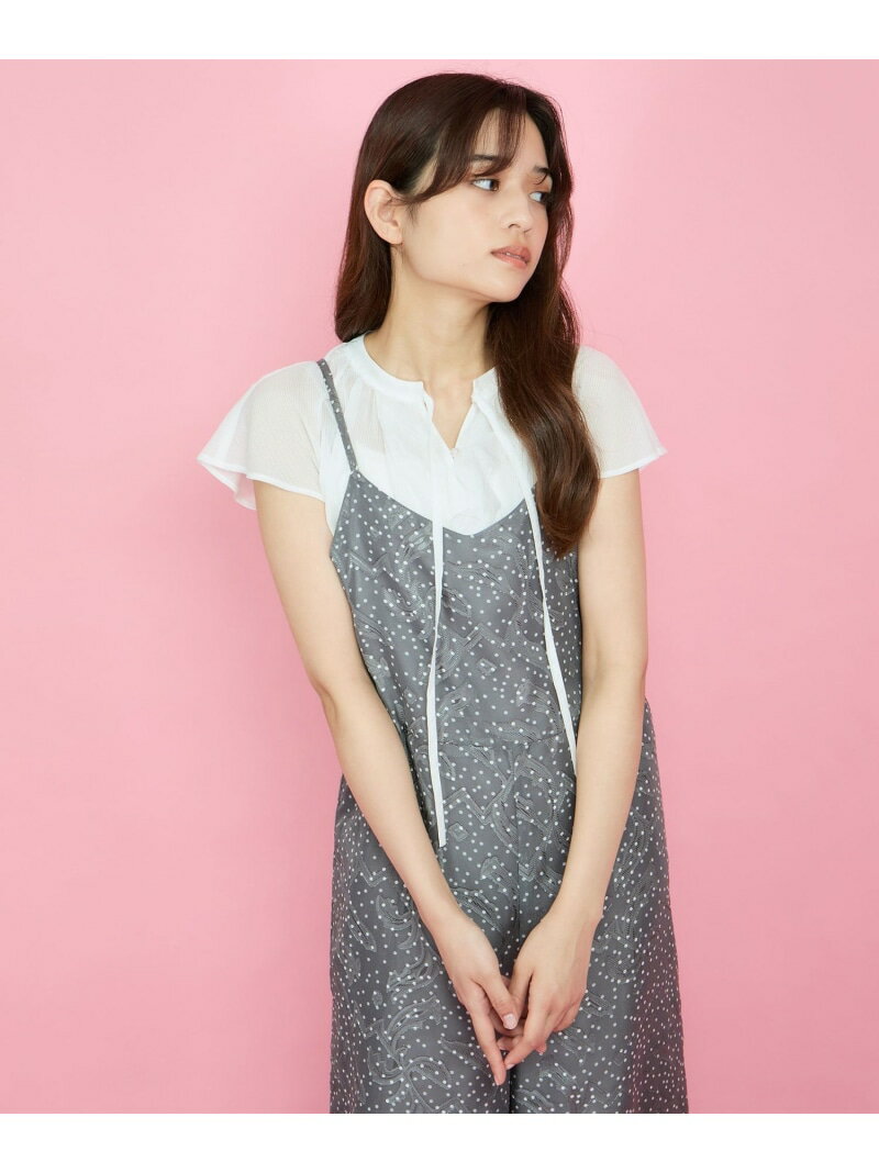 【SALE／30%OFF】シアージャカードドットサロペット≪手洗い可能≫ QUEENS COURT クイーンズコート ワンピース・ドレス ワンピース グレー ネイビー【RBA_E】【送料無料】[Rakuten Fashion]