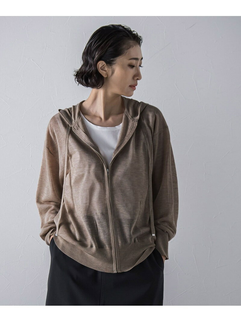 【SALE／30%OFF】シアーシャイニーニットパーカー≪手洗い可能≫ la.f... ラ・エフ トップス ニット ブラウン ブラック【RBA_E】【送料無料】[Rakuten Fashion]