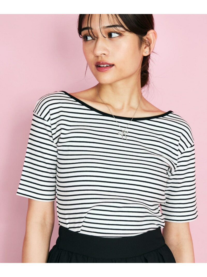 Rakuten - 【SALE／60%OFF】テレコボートネック2WAYトップス≪手洗い可能≫ QUEENS COURT クイーンズコート トップス カットソー・Tシャツ ホワイト レッド【RBA_E】[Rakuten Fashion]