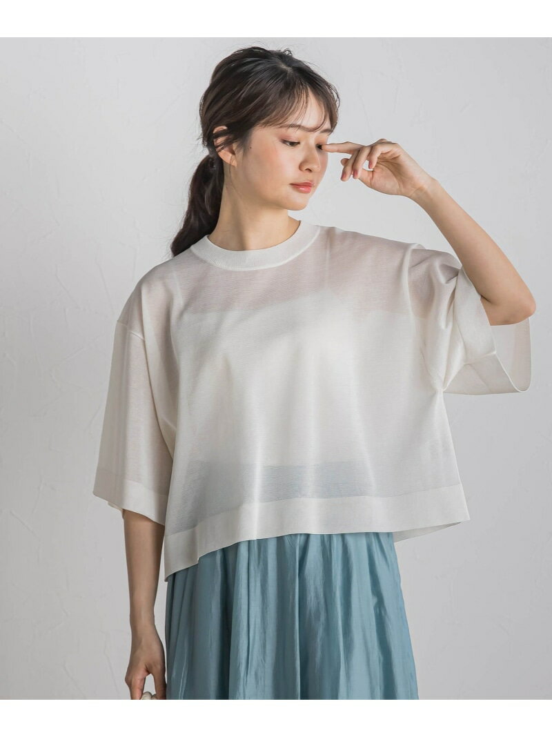 シアーワイドTニット≪手洗い可能≫ Droite lautreamont ドロワット・ロートレアモン トップス ニット ベージュ グリーン ホワイト ブラック