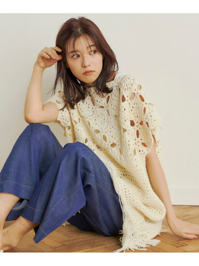 Rakuten - 【SALE／50%OFF】かぎ針透かし編みフリンジベスト≪手洗い可能≫ Droite lautreamont ドロワット・ロートレアモン ジャケット・アウター ダウンジャケット・ダウンベスト ブラウン ホワイト【RBA_E】【送料無料】[Rakuten Fashion]