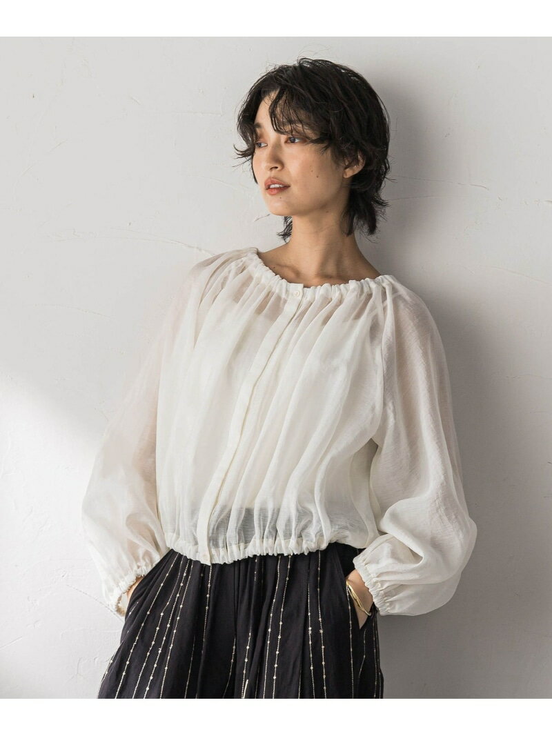 Rakuten - 前後2WAYシアーギャザーブラウス MAYSON GREY メイソングレイ トップス シャツ・ブラウス ホワイト ブラック【送料無料】[Rakuten Fashion]