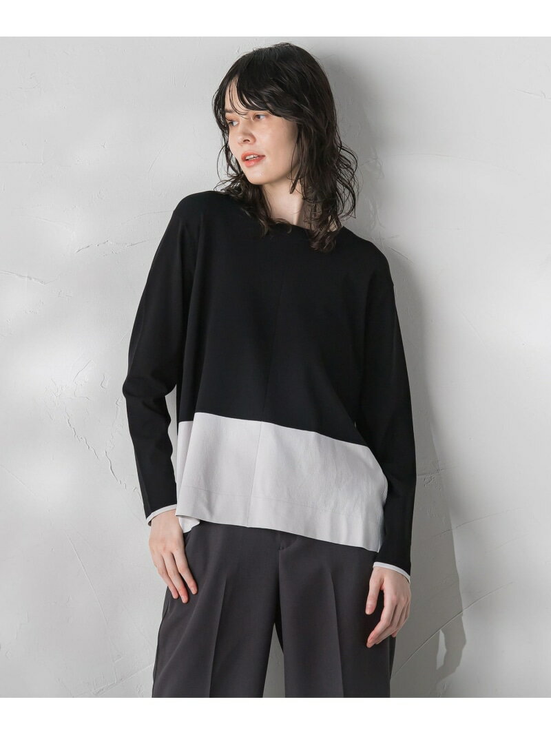 【SALE／30%OFF】【大きいサイズ】配色ブロッキングニット≪手洗い可能≫ la.f... ラ・エフ トップス ニット ブラック グリーン グレー【RBA_E】【送料無料】[Rakuten Fashion]