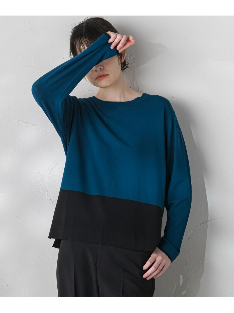 【SALE／30%OFF】【大きいサイズ】配色ブロッキングニット≪手洗い可能≫ la.f... ラ・エフ トップス ニット ブラック グリーン グレー【RBA_E】【送料無料】[Rakuten Fashion]