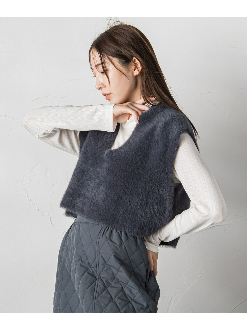 V-Neck - 【SALE／60%OFF】【カタログ掲載】シャギーニットベスト≪手洗い可能≫ la.f... ラ・エフ トップス ニット グレー ブルー【RBA_E】【送料無料】[Rakuten Fashion]