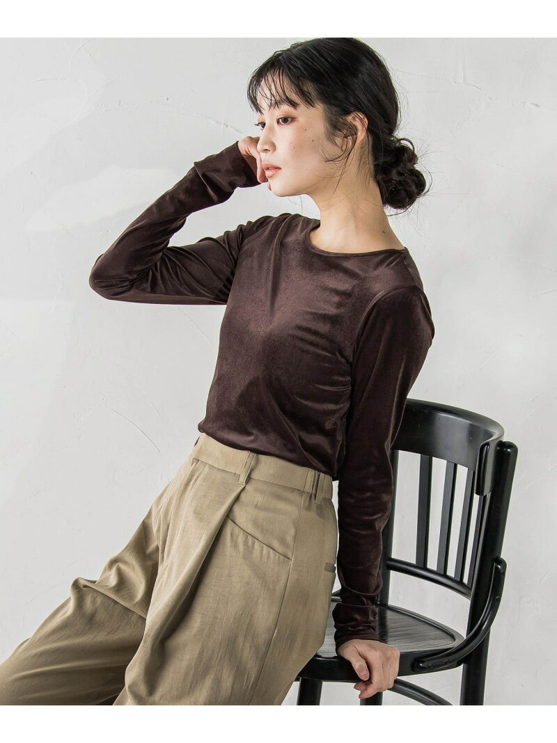Rakuten - 【SALE／30%OFF】シアーベロアカットソー≪手洗い可能≫ Droite lautreamont ドロワット・ロートレアモン トップス カットソー・Tシャツ ブラウン ホワイト ピンク【RBA_E】【送料無料】[Rakuten Fashion]