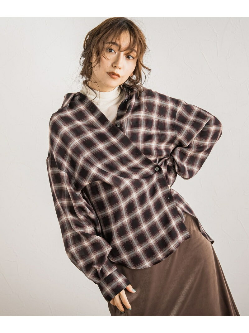 ビアンカビエラチェックシャツ≪手洗い可能≫ Droite lautreamont ドロワット・ロートレアモン トップス シャツ・ブラウス ブラウン