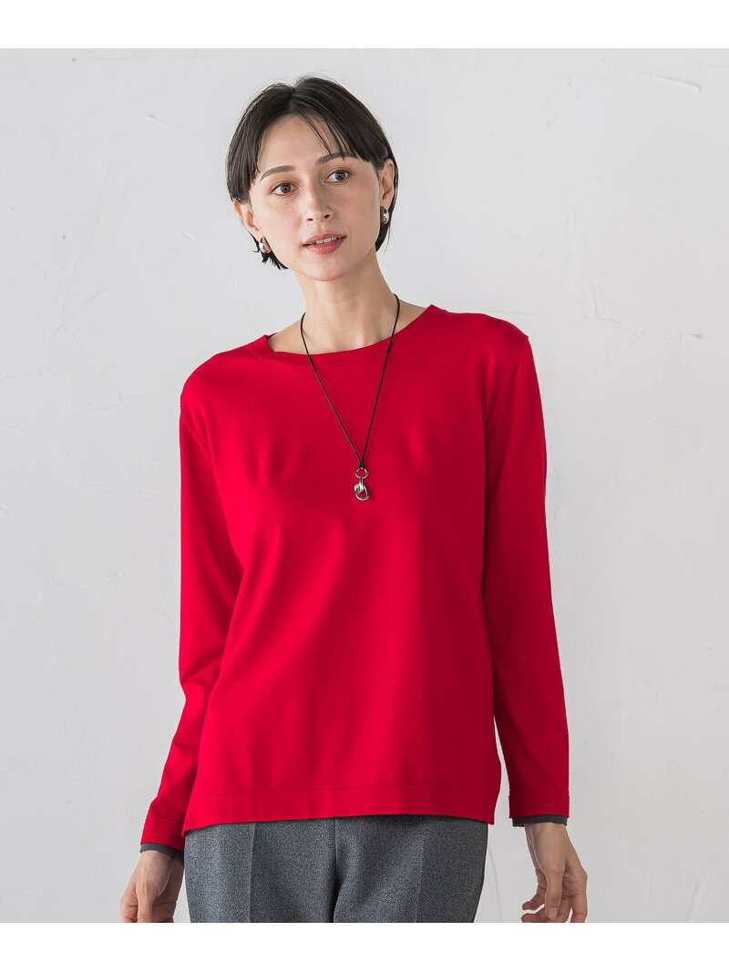 【SALE／10%OFF】クルーネックニット la.f... ラ・エフ トップス ニット ネイビー ベージュ レッド ブラック【RBA_E】【送料無料】[Rakuten Fashion]