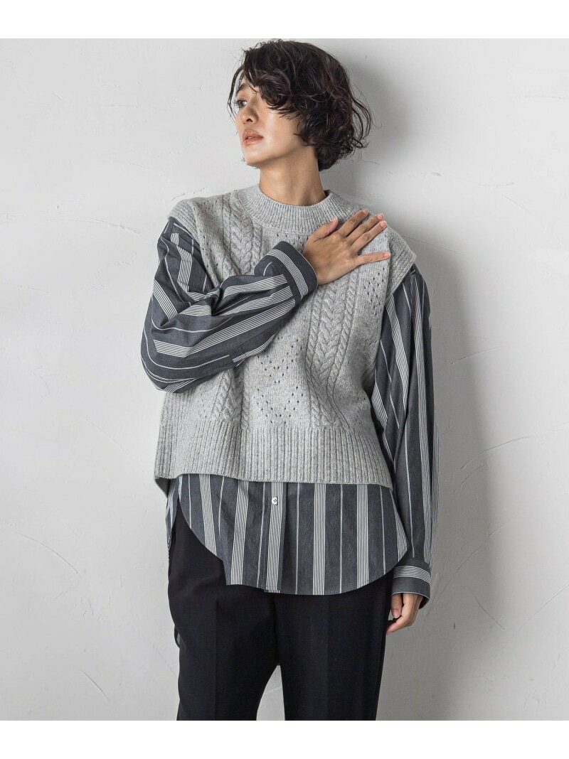 Rakuten - 【SALE／50%OFF】HAMILTONニットベスト≪手洗い可能≫ la.f... ラ・エフ トップス ニット ホワイト グレー グリーン【RBA_E】【送料無料】[Rakuten Fashion]