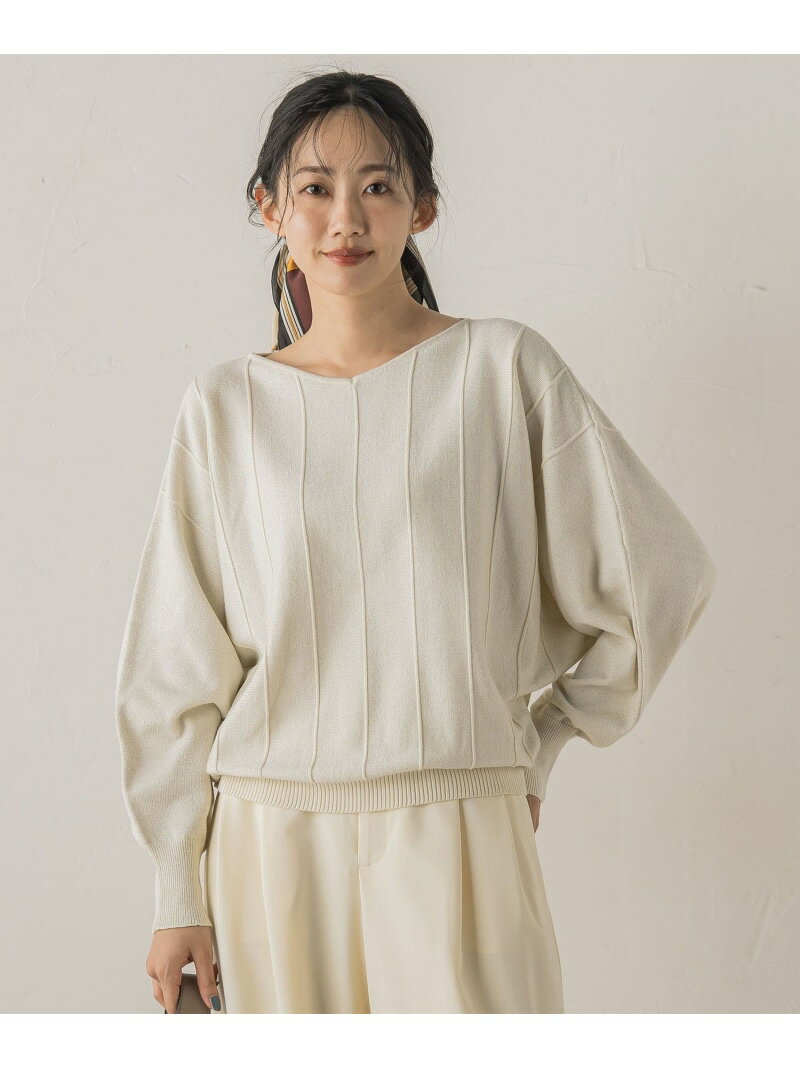 ラメドルマンVネックニット≪手洗い可能≫ Droite lautreamont ドロワット・ロートレアモン トップス ニット ホワイト【送料無料】[Rakuten Fashion]