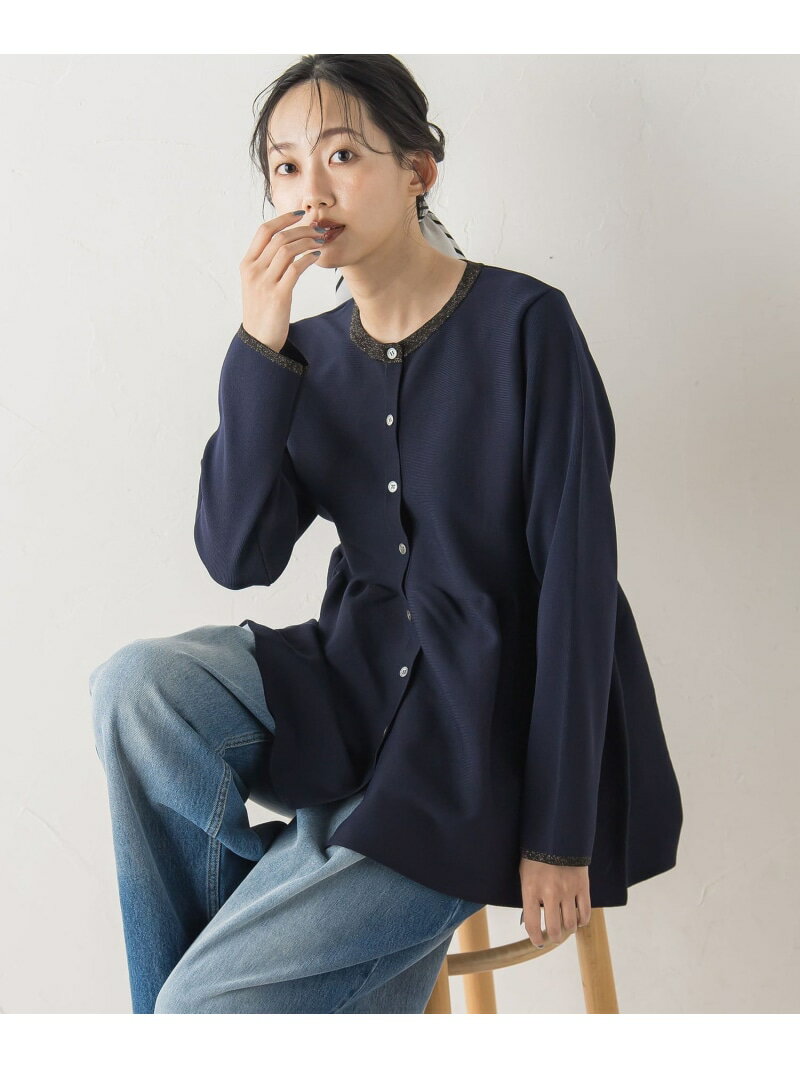 Rakuten - 【SALE／50%OFF】ペプラムカーディガンニット≪手洗い可能≫ Droite lautreamont ドロワット・ロートレアモン トップス ニット ベージュ ネイビー【RBA_E】【送料無料】[Rakuten Fashion]