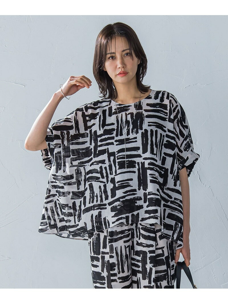 Rakuten - 【SALE／30%OFF】麻調ボイルプリントブラウス≪洗濯機で洗える≫ LAUTREAMONT ロートレアモン トップス シャツ・ブラウス ブルー ブラック【RBA_E】【送料無料】[Rakuten Fashion]