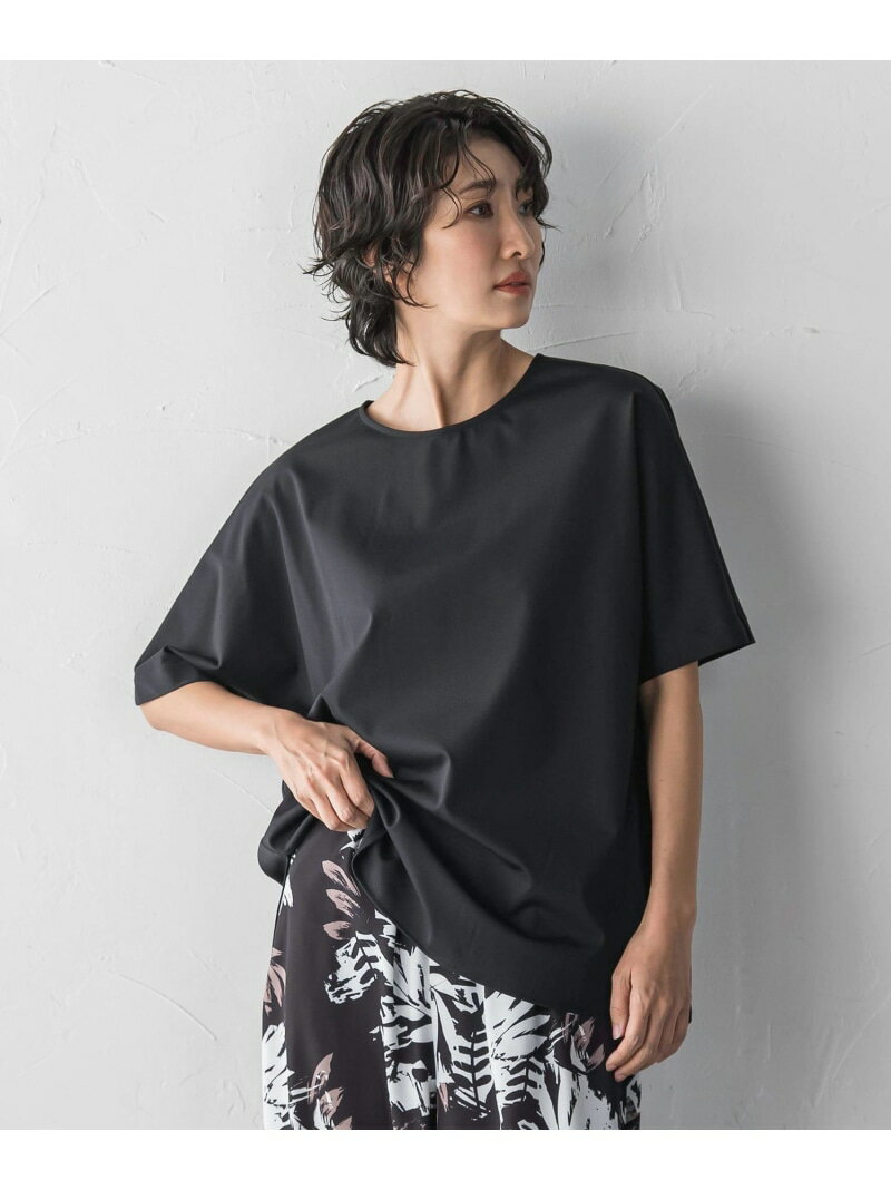 バックサテン切り替えスムースカットソー la.f... ラ・エフ トップス カットソー・Tシャツ ブラック ホワイト【送料無料】[Rakuten Fashion]