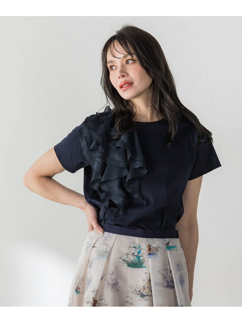 Rakuten - アシメラッフルカットソー Viaggio Blu ビアッジョブルー トップス カットソー・Tシャツ ホワイト ネイビー【送料無料】[Rakuten Fashion]