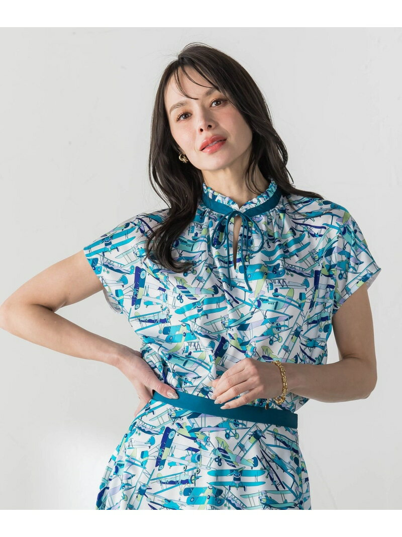 Rakuten - RATTI Airplaneブラウス Viaggio Blu ビアッジョブルー トップス シャツ・ブラウス ブルー ピンク【送料無料】[Rakuten Fashion]