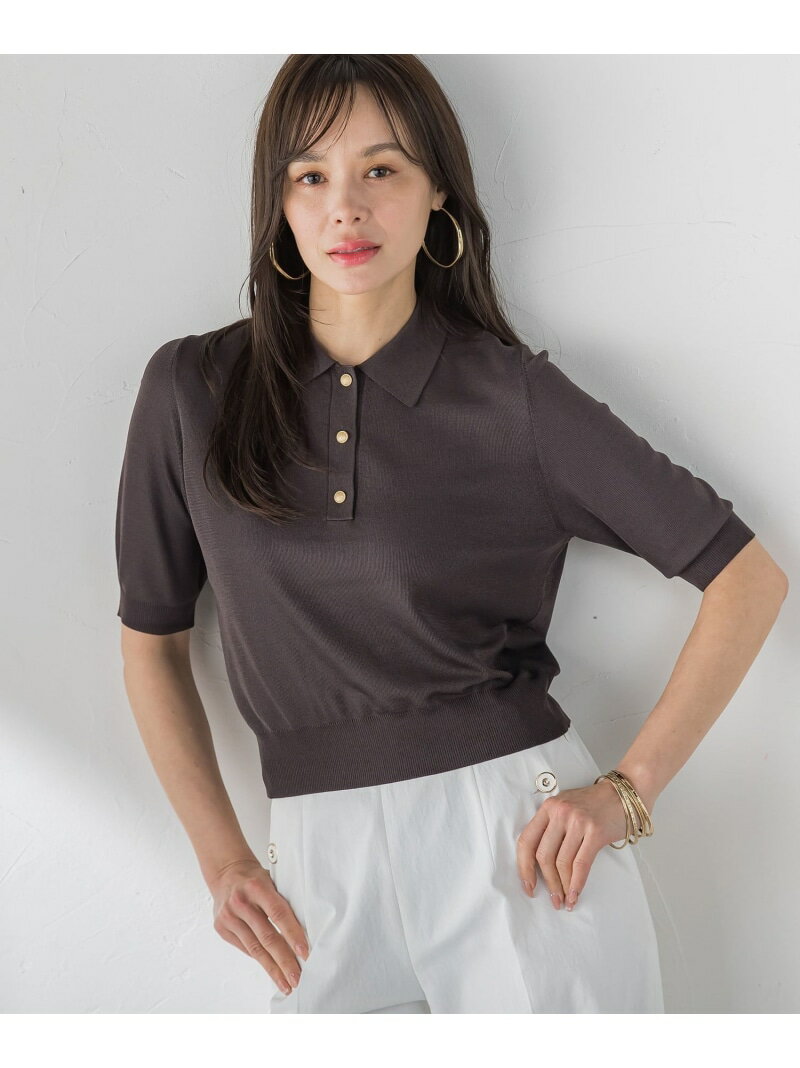 Rakuten - 【WEB限定カラーあり】LUCINDAポロニット Viaggio Blu ビアッジョブルー トップス ニット ブラウン ピンク ブラック ブルー ネイビー【送料無料】[Rakuten Fashion]