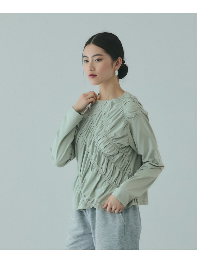 ギャザーラインフロントカットソー≪洗濯機で洗える≫ VICKY ビッキー トップス カットソー・Tシャツ グリーン ホワイト ブラック【送料無料】[Rakuten Fashion]