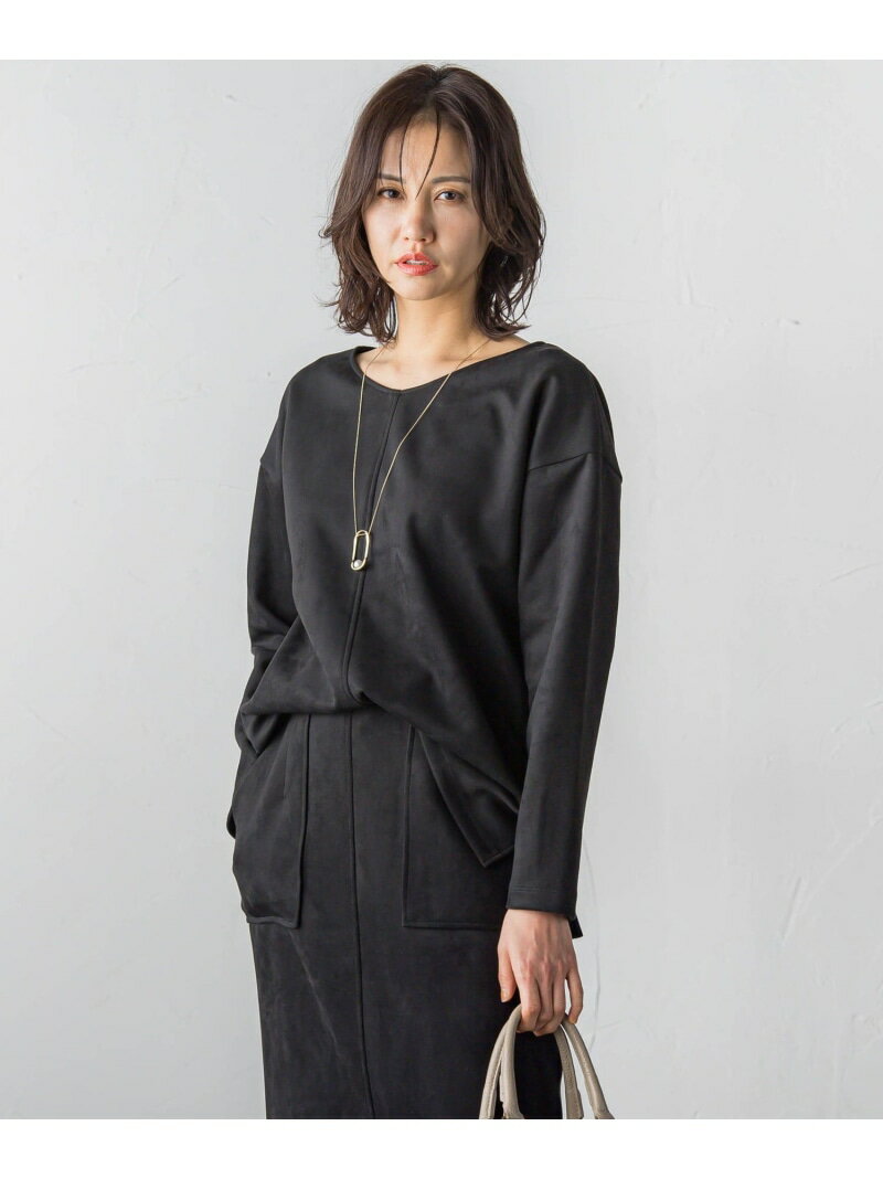 【SALE／40%OFF】【WEB限定】スエードVネックストレッチカットソー≪セットアップ対応/洗濯機で洗える≫ LAUTREAMONT ロートレアモン トップス カットソー・Tシャツ グレー ベージュ ブラック【RBA_E】【送料無料】[Rakuten Fashion]