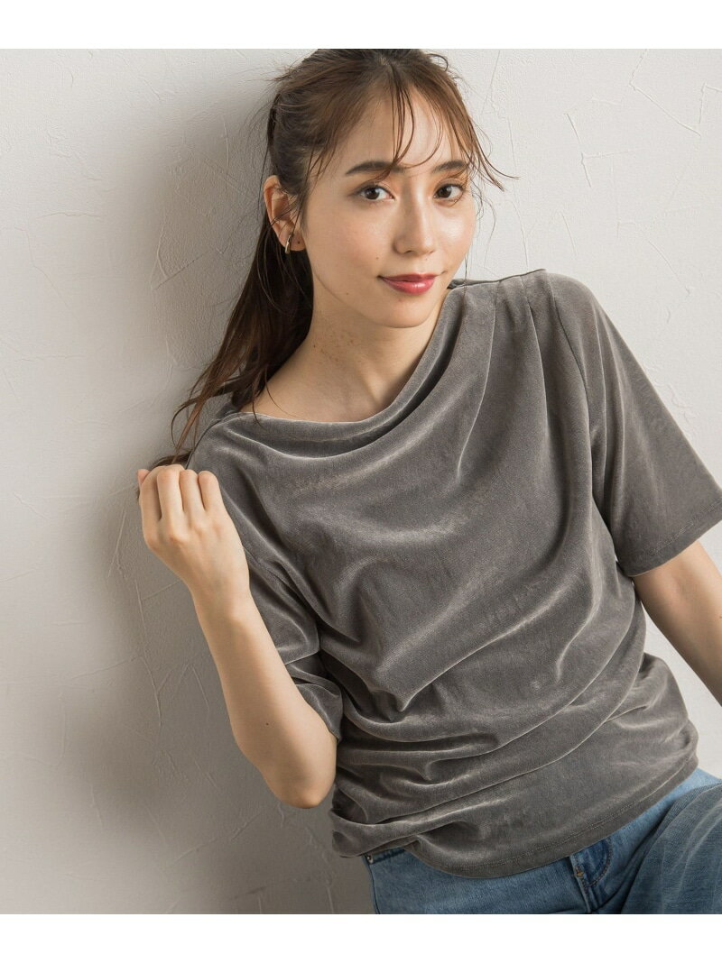 Rakuten - 【SALE／50%OFF】シアーベロアドレープトップス≪手洗い可能≫ Droite lautreamont ドロワット・ロートレアモン トップス カットソー・Tシャツ ホワイト ブラック グレー【RBA_E】【送料無料】[Rakuten Fashion]